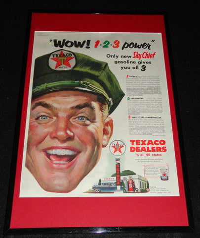 1955 Texaco Skychief Gasoline Framed 11x17 ORIGINAL Advertising Display 