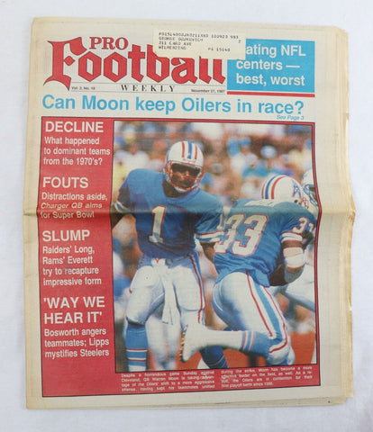 ORIGINAL Vintage Nov 27 1987 Pro Football Weekly Magazine Warren Moon