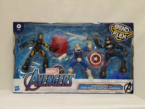 NEW SEALED 2020 Marvel Bend Flex Figure 3 Pack Taskmaster Iron Man Capt America