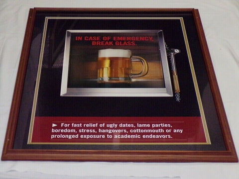 In Case of Emergency Break Glass Funny Beer HUGE 19x40" Framed Poster Art 