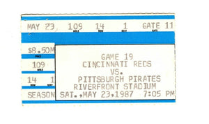 May 23 1987 Pittsburgh Pirates @ Cincinnati Reds Ticket Barry Bonds Larkin HR