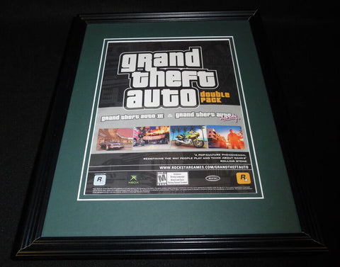 2004 Grand Theft Auto Double Pack Vice City PS2 Framed ORIGINAL Advertisement