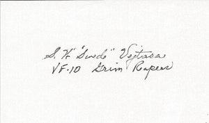 Stanley Swede Vejtasa Signed 3x5 Index Card WWII Ace Grim Reapers US Navy B