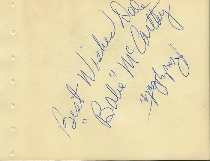 Babe McCarthy + 4 Signed Vintage Album Page Memphis Pros