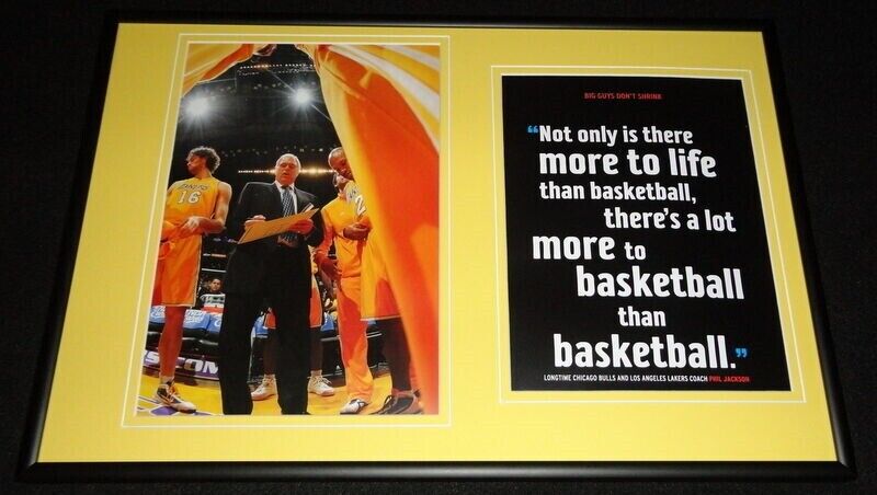 Phil Jackson Lakers Framed 12x18 Photo Display w/ quote