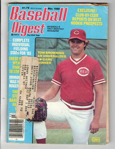 Mar 1986 Baseball Digest Magazine Tom Browning Reds