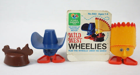 VINTAGE Wild West Wheelies #660 Friction Toy Set Cowboys Indians w/ original box