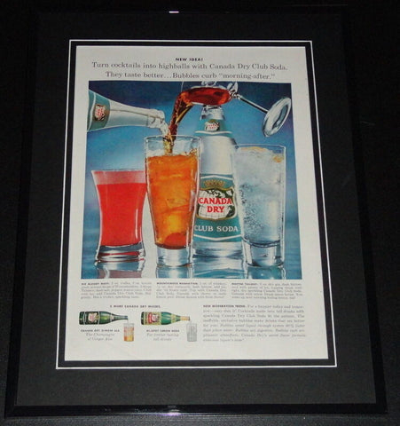 1959 Canada Dry Club Soda 11x14 Framed ORIGINAL Vintage Advertisement Poster