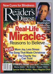 ORIGINAL Vintage December 2002 Reader's Digest No Label Denzel Washington