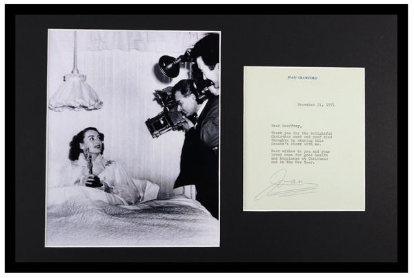 Joan Crawford Signed Framed 12x18 1971 Letter & Photo Display