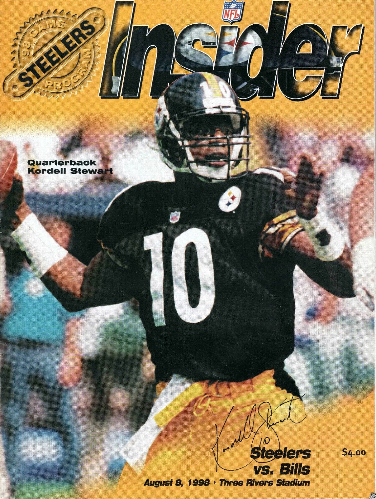 Aug 8 1998 Buffalo vs Pittsburgh Steelers Program Hines Ward Alan Faneca Rookie