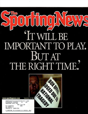 VINTAGE Sep 24 2001 Sporting News Magazine 9/11/01 Cancellations