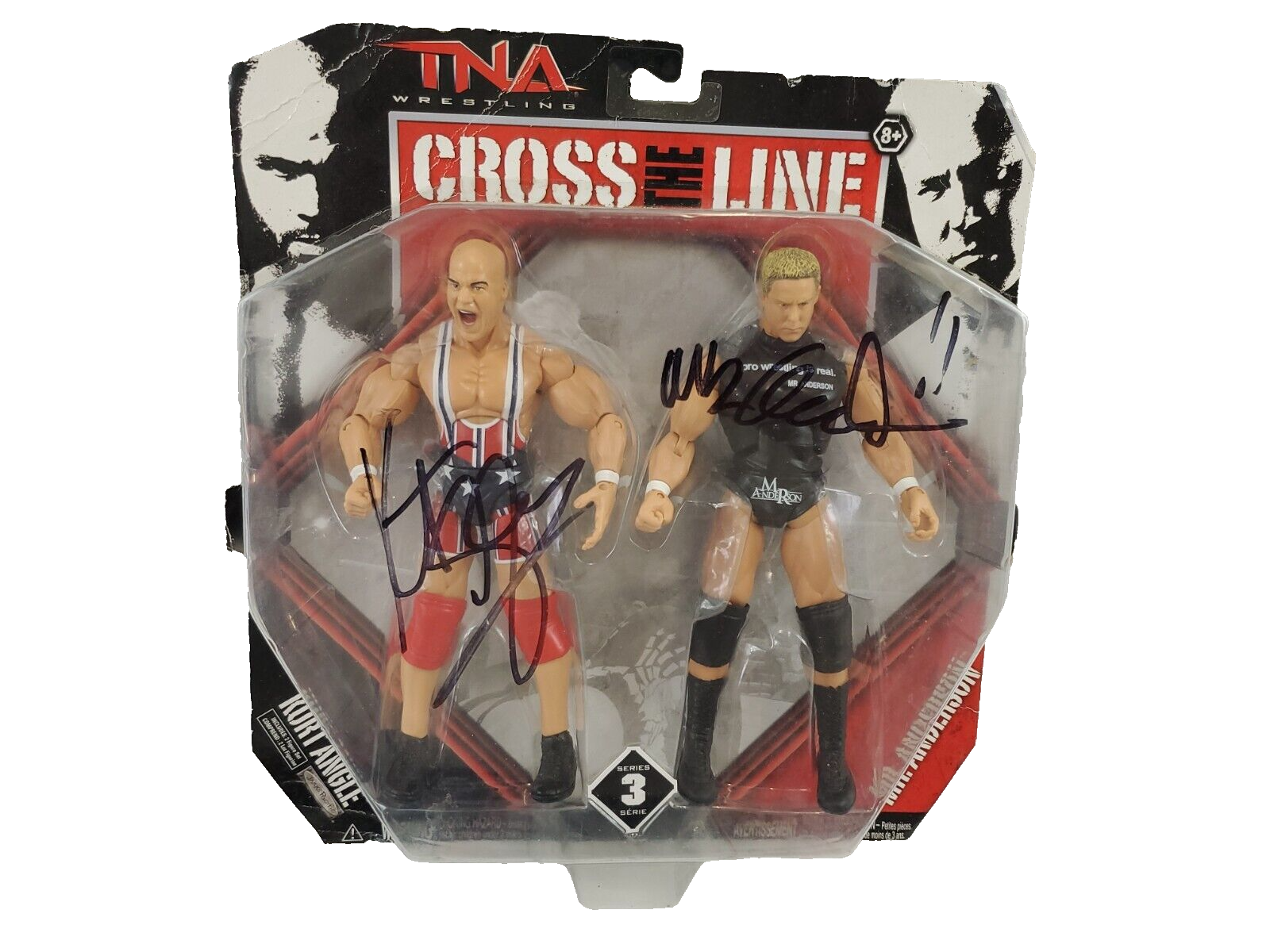 Kurt Angle & Mr. Anderson Dual Signed TNA Cross the Line Action Figure Set