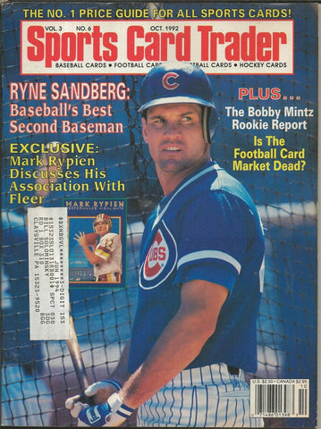 ORIGINAL Vintage Oct 1992 Sports Card Trader Magazine Ryne Sandberg