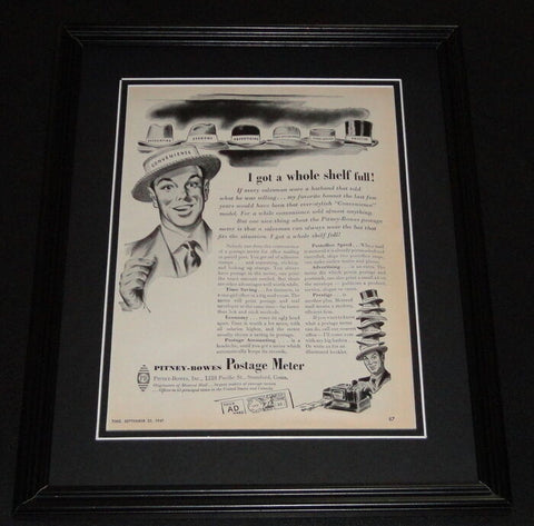 1947 Pitney Bowes Postage Meter Framed ORIGINAL Vintage Advertisement Photo