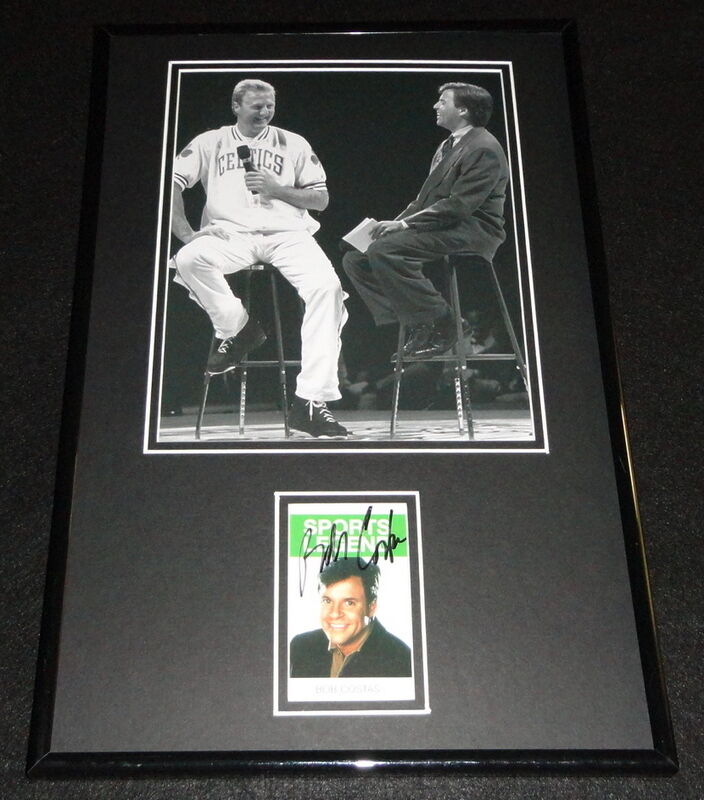 Bob Costas Signed Framed 11x17 Photo Display JSA w/ Larry Bird