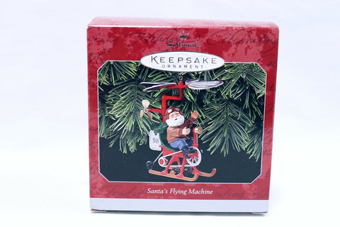 VINTAGE 1998 Hallmark Keepsake Ornament Santa's Flying Machine