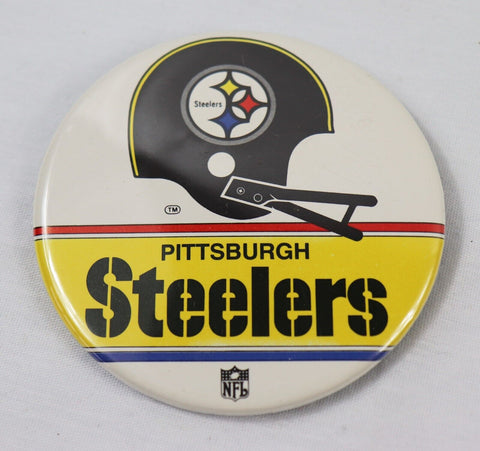 ORIGINAL Vintage 1970s Pittsburgh Steelers Logo Pin Button Montgomery Wards Tag