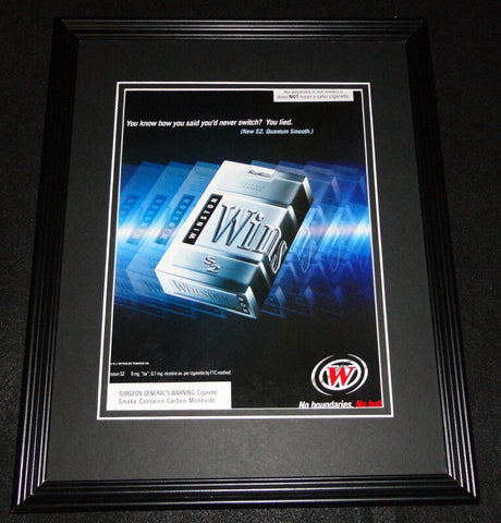 2001 Winston Quantum Smooth Cigarettes Framed 11x14 ORIGINAL Advertisement