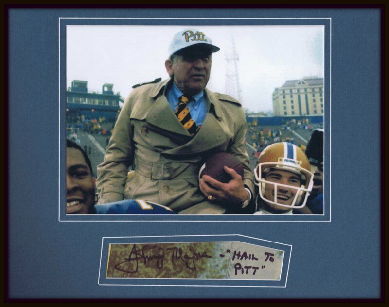 Johnny Majors Signed Framed 11x14 Photo Display Carried Off Field Pitt