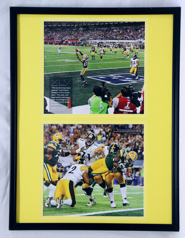 Super Bowl XLV Green Bay Packers vs Steelers Framed 18x24 Photo Display