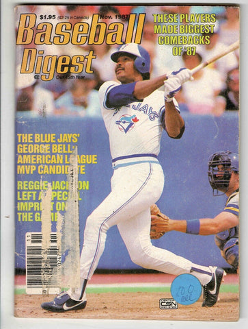 Nov 1987 Baseball Digest Magazine George Bell Blue Jays