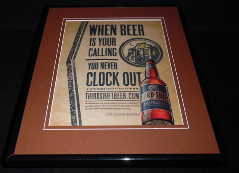 2013 Third Shift Amber Lager Beer Framed 11x14 ORIGINAL Advertisement