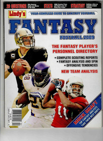 VINTAGE 2009 Lindy's Fantasy Football Magazine Drew Brees Adrian Peterson Fitz