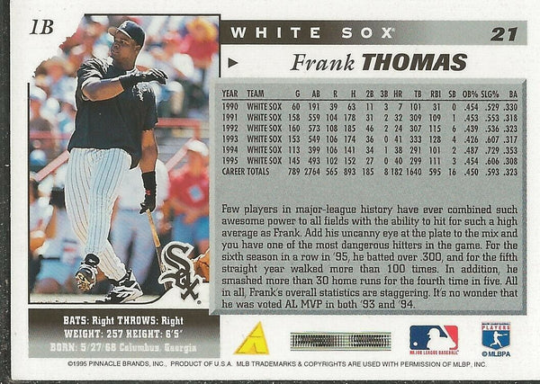 Frank Thomas 1996 Score Autograph Card #21 JSA White Sox