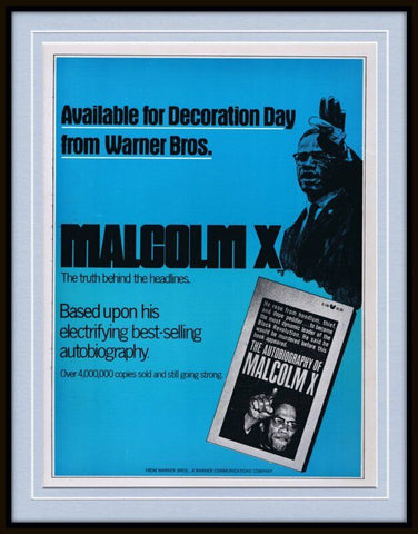 ORIGINAL Vintage 1972 Malcolm X Warner Bros 11x14 Framed Advertisement  