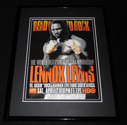 2001 Lennox Lewis vs Hasim Rahman Framed 11x14 ORIGINAL Vintage Advertisement