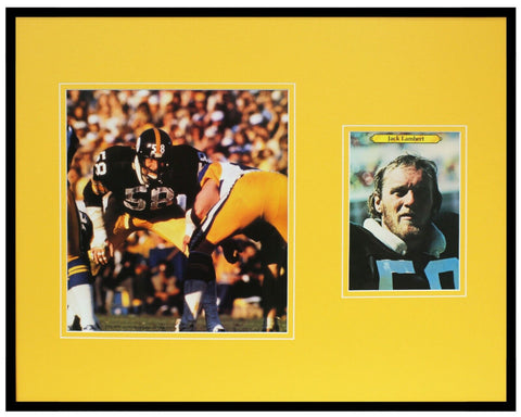 Jack Lambert 16x20 Framed ORIGINAL 1980 Topps Jumbo Card & Photo Set Steelers