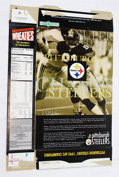 VINTAGE 1996 Wheaties Cereal Box Pittsburgh Steelers AFC Champions