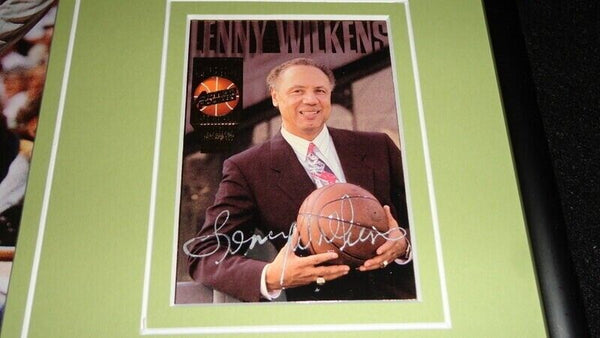 Coach Lenny Wilkens Signed Framed 12x18 Photo Display JSA Hawks