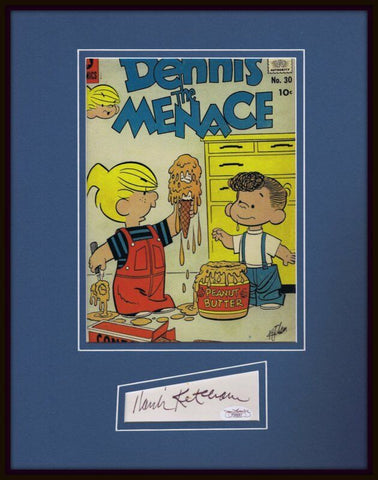 Hank Ketcham Signed Framed 11x14 Photo Display JSA Dennis the Menace 