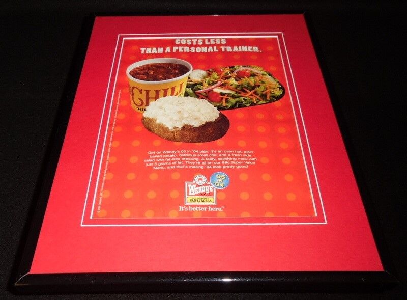 Wendy's 2004 05 in '04 Diet Baked Potato 11x14 Framed ORIGINAL Advertisement 