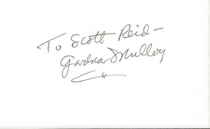 Gardnar Mulloy Signed 3x5 Index Card G