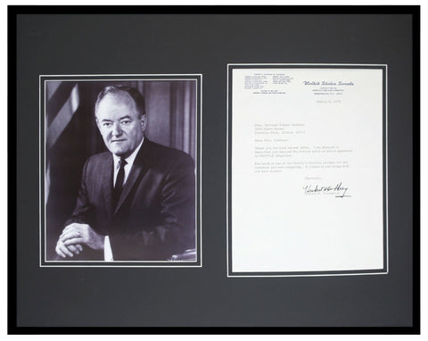 Hubert Humphrey Signed Framed 16x20 1976 Letter & Photo Display 