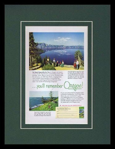 1954 Oregon Tourism Framed 11x14 ORIGINAL Vintage Advertisement