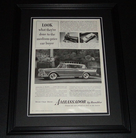 1959 Rambler Ambassador V-8 11x14 Framed ORIGINAL Vintage Advertisement D