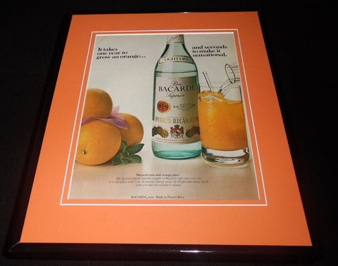 1984 Bacardi Rum & Orange Juice Framed 11x14 ORIGINAL Vintage Advertisement 