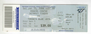 June 10 2006 Detroit Tigers Toronto Blue Jays Ticket Troy Glaus HR