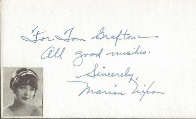 Marian Nixon Signed Vintage 3x5 Index Card JSA 