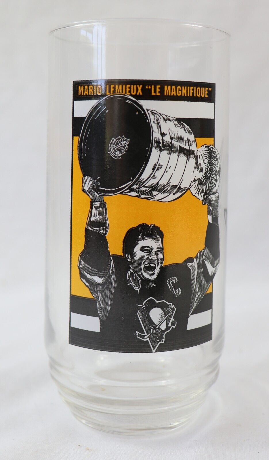 VINTAGE 1998 Eat n Park Mario Lemieux Glass Penguins 1991 Stanley Cup