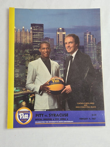 Feb 9 1987 Syracuse @ Pitt Basketball Program Jerome Lane John Calipari