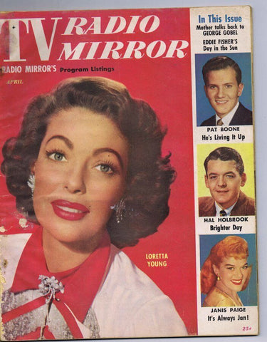 ORIGINAL Vintage April 1956 TV Radio Mirror Magazine Loretta Young Pat Boone