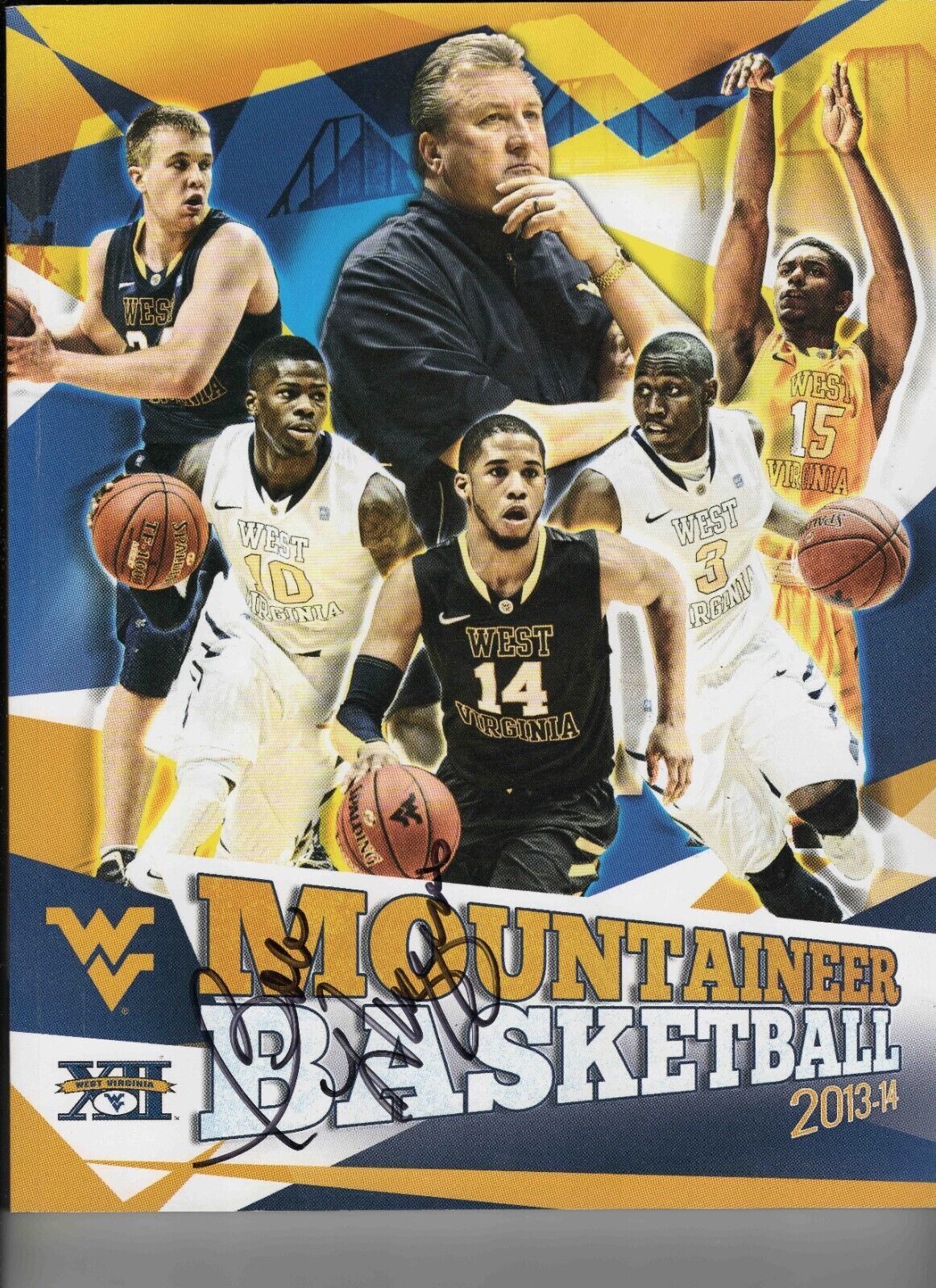 Bob Huggins Signed 2013-14 West Virginia Mountaineers Basketball Yearbook