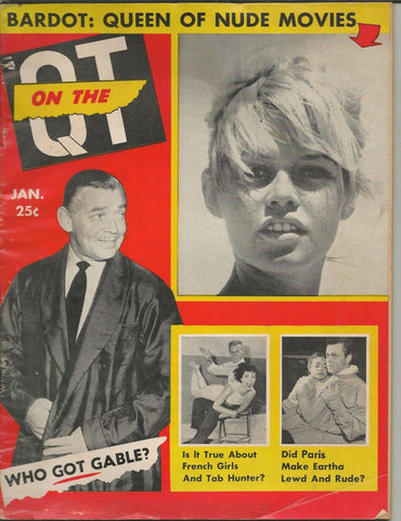 ORIGINAL Vintage January 1958 On the QT Magazine Brigitte Bardot Clark Gable