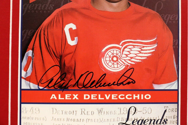 Alex Delvecchio Signed Framed 16x20 Photo Display Red Wings