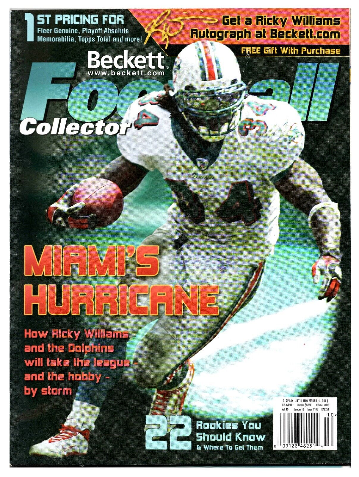 VINTAGE Oct 2003 Beckett Football Magazine Ricky Williams Dolphins